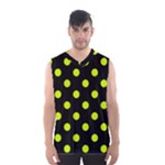 Polka Dots - Fluorescent Yellow on Black Men s Basketball Tank Top