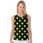 Polka Dots - Fluorescent Yellow on Black Women s Basketball Tank Top
