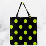 Polka Dots - Fluorescent Yellow on Black Grocery Tote Bag