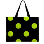 Polka Dots - Fluorescent Yellow on Black Zipper Mini Tote Bag