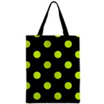 Polka Dots - Fluorescent Yellow on Black Zipper Classic Tote Bag