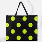 Polka Dots - Fluorescent Yellow on Black Zipper Large Tote Bag