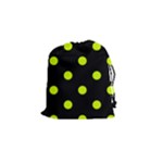 Polka Dots - Fluorescent Yellow on Black Drawstring Pouch (S)