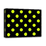 Polka Dots - Fluorescent Yellow on Black Deluxe Canvas 16  x 12  (Stretched)