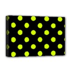 Polka Dots - Fluorescent Yellow on Black Deluxe Canvas 18  x 12  (Stretched)