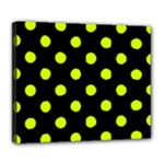 Polka Dots - Fluorescent Yellow on Black Deluxe Canvas 24  x 20  (Stretched)