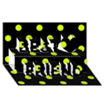 Polka Dots - Fluorescent Yellow on Black Best Friends 3D Greeting Card (8x4)