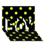Polka Dots - Fluorescent Yellow on Black BOY 3D Greeting Card (7x5)