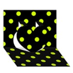 Polka Dots - Fluorescent Yellow on Black Heart 3D Greeting Card (7x5)