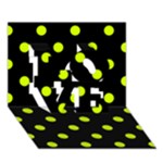 Polka Dots - Fluorescent Yellow on Black LOVE 3D Greeting Card (7x5)