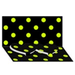 Polka Dots - Fluorescent Yellow on Black Twin Heart Bottom 3D Greeting Card (8x4)