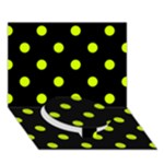 Polka Dots - Fluorescent Yellow on Black Circle Bottom 3D Greeting Card (7x5)