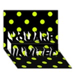 Polka Dots - Fluorescent Yellow on Black YOU ARE INVITED 3D Greeting Card (7x5)