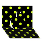 Polka Dots - Fluorescent Yellow on Black Apple 3D Greeting Card (7x5)