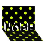 Polka Dots - Fluorescent Yellow on Black HOPE 3D Greeting Card (7x5)