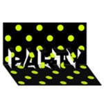 Polka Dots - Fluorescent Yellow on Black PARTY 3D Greeting Card (8x4)