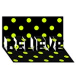 Polka Dots - Fluorescent Yellow on Black BELIEVE 3D Greeting Card (8x4)