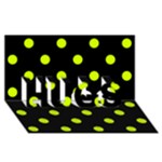 Polka Dots - Fluorescent Yellow on Black HUGS 3D Greeting Card (8x4)