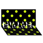 Polka Dots - Fluorescent Yellow on Black ENGAGED 3D Greeting Card (8x4)