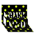 Polka Dots - Fluorescent Yellow on Black THANK YOU 3D Greeting Card (7x5)