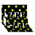 Polka Dots - Fluorescent Yellow on Black TAKE CARE 3D Greeting Card (7x5)