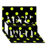 Polka Dots - Fluorescent Yellow on Black Get Well 3D Greeting Card (7x5)