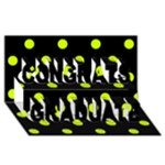 Polka Dots - Fluorescent Yellow on Black Congrats Graduate 3D Greeting Card (8x4)