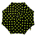 Polka Dots - Fluorescent Yellow on Black Hook Handle Umbrella (Small)