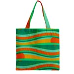 Green and orange decorative design Zipper Grocery Tote Bag