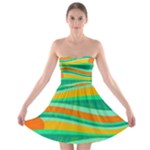 Green and orange decorative design Strapless Bra Top Dress
