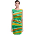 Green and orange decorative design Classic Sleeveless Midi Dress