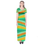Green and orange decorative design Short Sleeve Maxi Dress