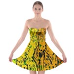 Gentle yellow abstract art Strapless Bra Top Dress