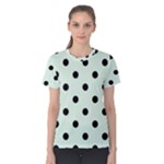 Polka Dots - Black on Pale Green Women s Cotton Tee