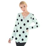 Polka Dots - Black on Pale Green Women s Tie Up Tee