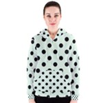 Polka Dots - Black on Pale Green Women s Zipper Hoodie