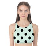 Polka Dots - Black on Pale Green Tank Bikini Top