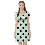 Polka Dots - Black on Pale Green Short Sleeve Skater Dress