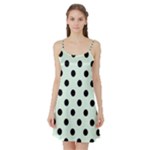 Polka Dots - Black on Pale Green Satin Night Slip