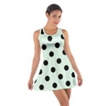 Polka Dots - Black on Pale Green Cotton Racerback Dress