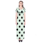 Polka Dots - Black on Pale Green Short Sleeve Maxi Dress