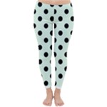 Polka Dots - Black on Pale Green Winter Leggings