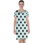 Polka Dots - Black on Pale Green Short Sleeve Nightdress