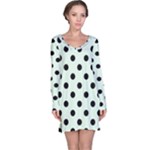 Polka Dots - Black on Pale Green Long Sleeve Nightdress