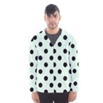 Polka Dots - Black on Pale Green Hooded Wind Breaker (Men)