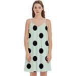 Polka Dots - Black on Pale Green Women s Reversible Sports Bra with Border