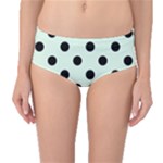 Polka Dots - Black on Pale Green Mid-Waist Bikini Bottoms