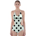 Polka Dots - Black on Pale Green Cut-Out One Piece Swimsuit