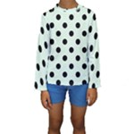 Polka Dots - Black on Pale Green Kid s Long Sleeve Swimwear