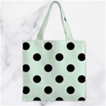 Polka Dots - Black on Pale Green Zipper Grocery Tote Bag